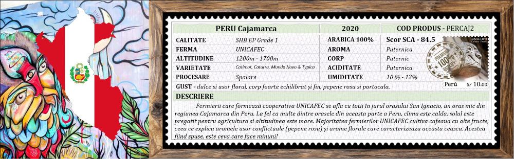 Cafea Verde - PERU Cajamarca 2022, Arabica 100%,