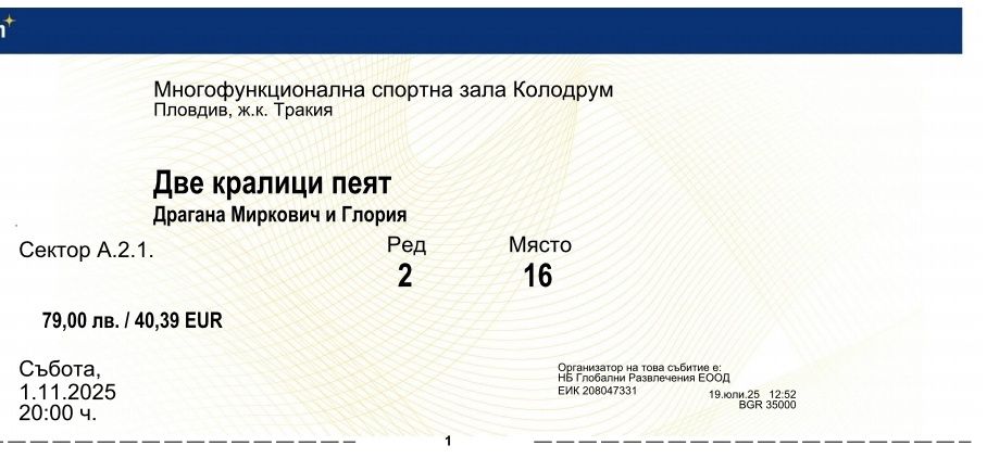 2 билета за концерт Две Кралици пеят - Драгана Миркович