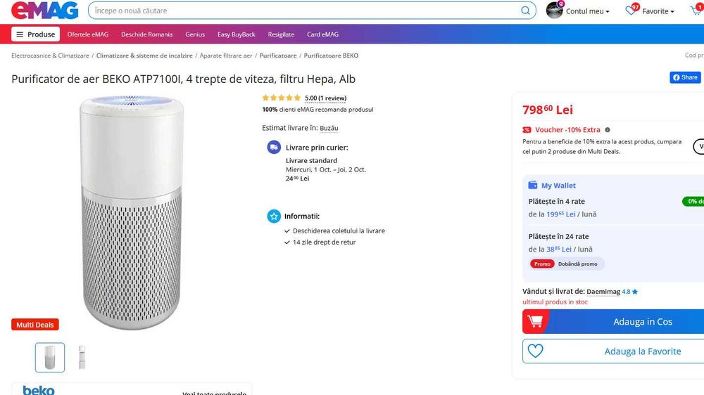 Purificator aer BEKO ATP 7100i