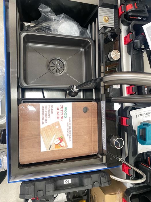 Chiuveta multifunctionala neagru-grafit 75x46x20cm - accesorii incluse