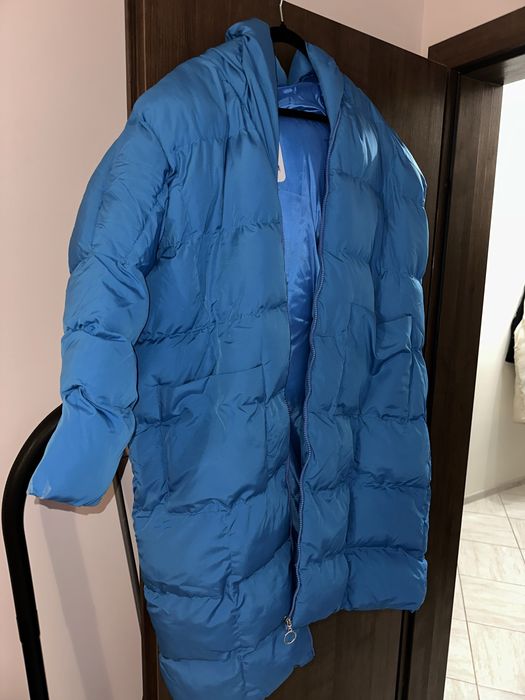 Синьо оувърсайз дебело яке/палто