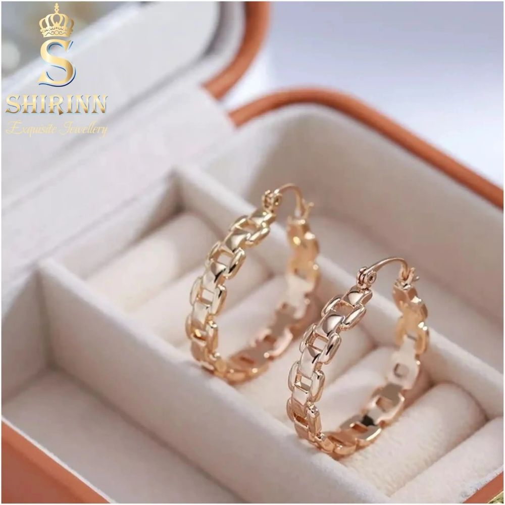 Cercei Big Trendy Hoop, placați cu aur roz de 14 k