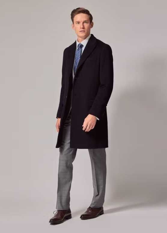 Palton slim 54 XL de lux Saville Raw Club Of Gents lana si casmir navy