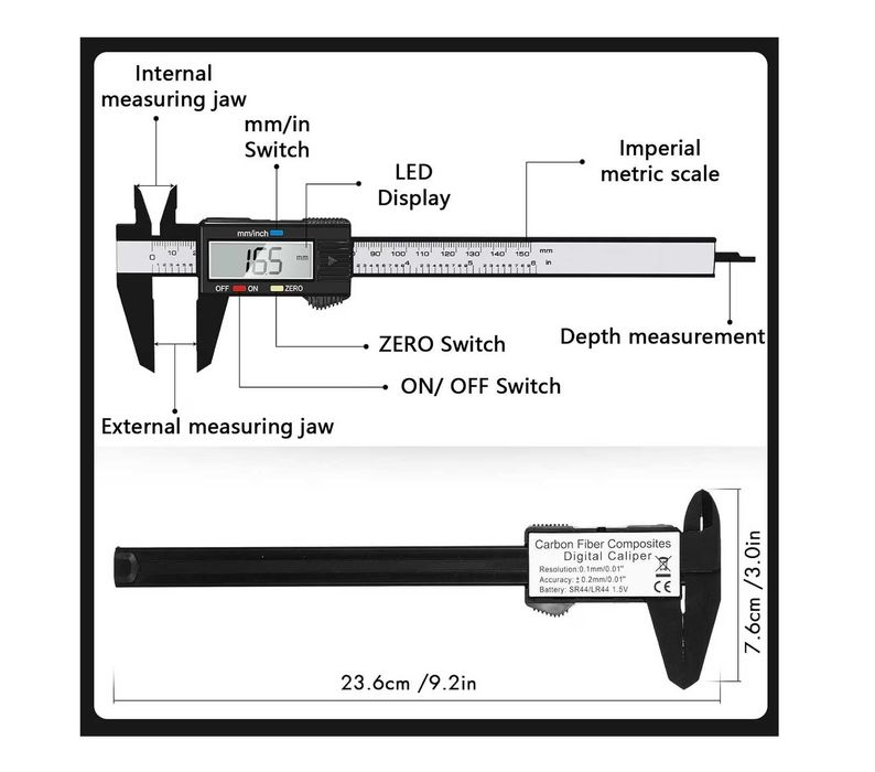 subler electronic (digital) din fibra de carbon