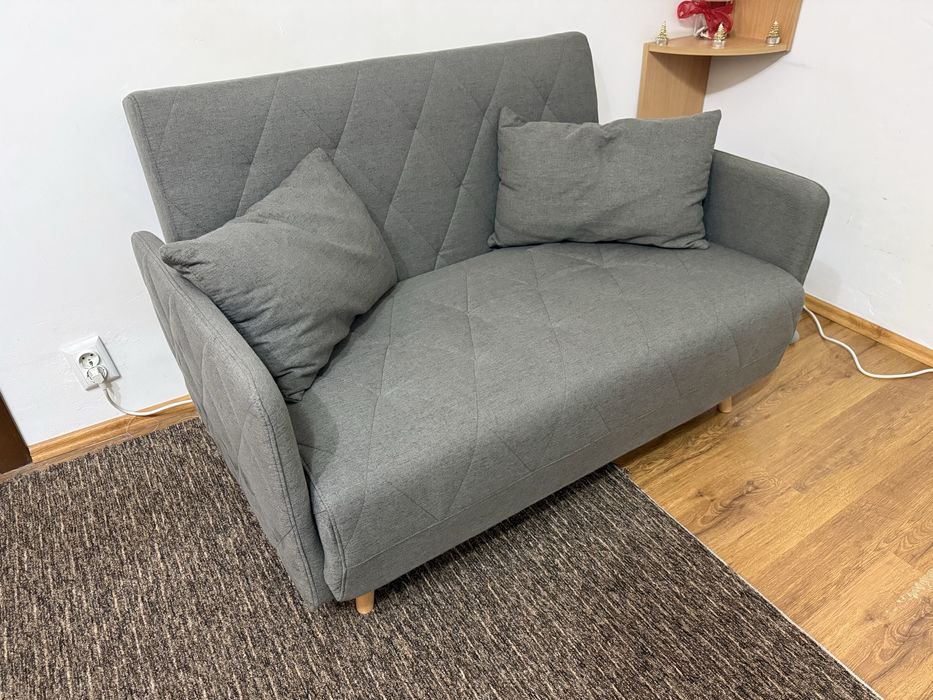 Canapea extensibila textil, gri