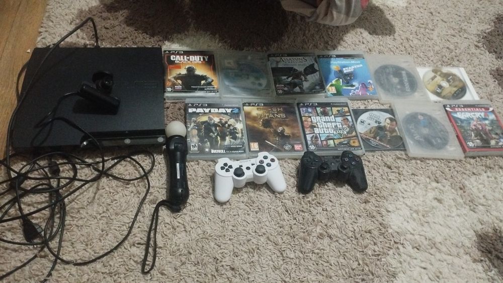 PlayStation 3 прошитая + Move + камера + 2 джойстика + 10 игр
