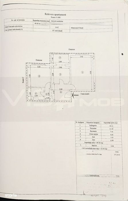 Apartament 2 camere - Zona ”MAL” - Etaj 1
