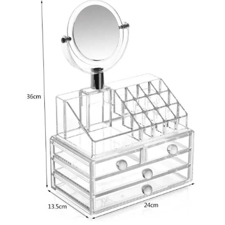 Organizator, Suport Make-Up Oglinda inclusa, 3 sertare