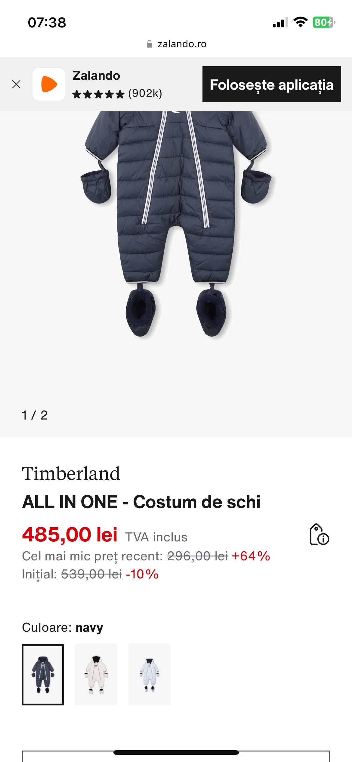 Overall Timberland de iarna bebelusi, pret initial 485 RON