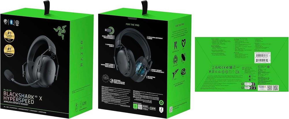Razer BlackShark V3 X HyperSpeed Безжични слушалки, ултра леки 270 гр