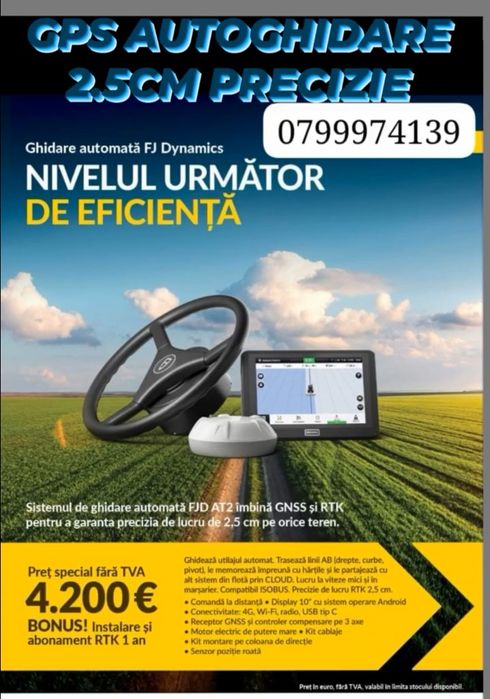 Sistem GPS autoghidare FJ Dynamics AT2 – Precizie 2.5 cm, instalare și