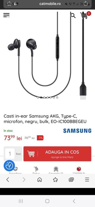 Casti Samsung AKG noi la 45lei, mufa USB C