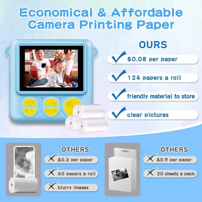 Детски фотоапарат за моментални снимки с принтиране 32GB