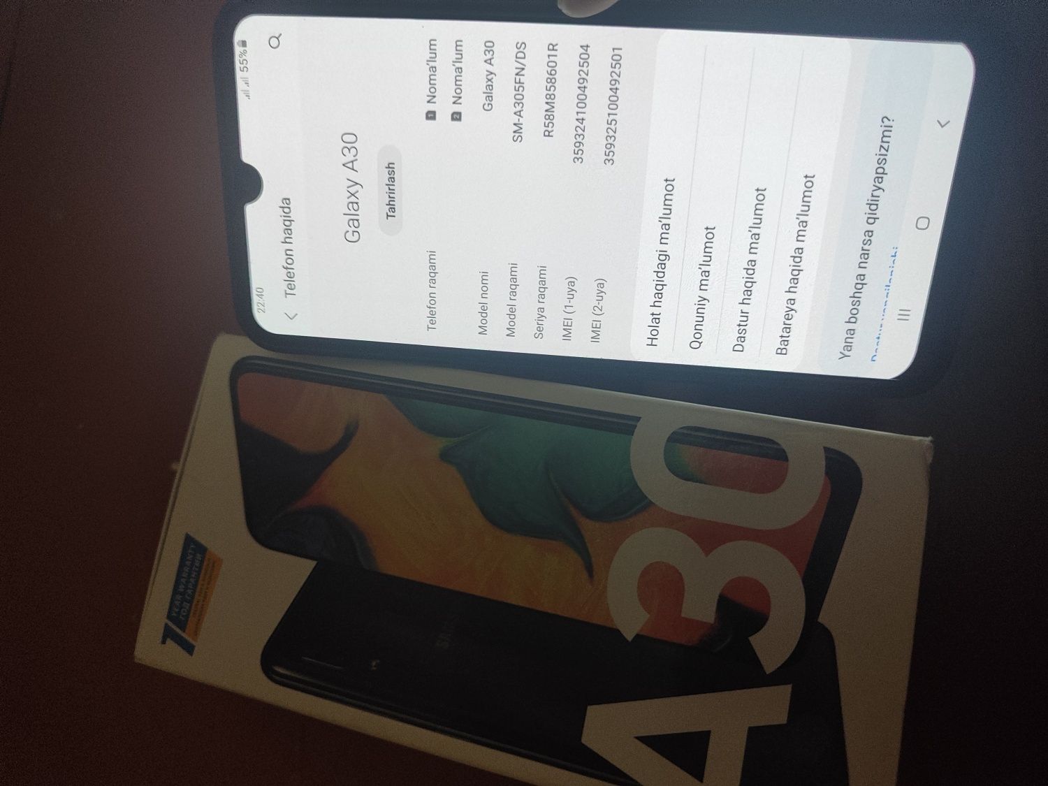 Samsung A30 sotiladi