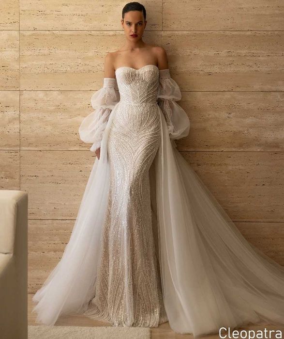 Rochie de mireasa sirena, trena detasabila