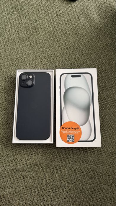 Vand iphone 15 negru 128 gb 94 % baterie