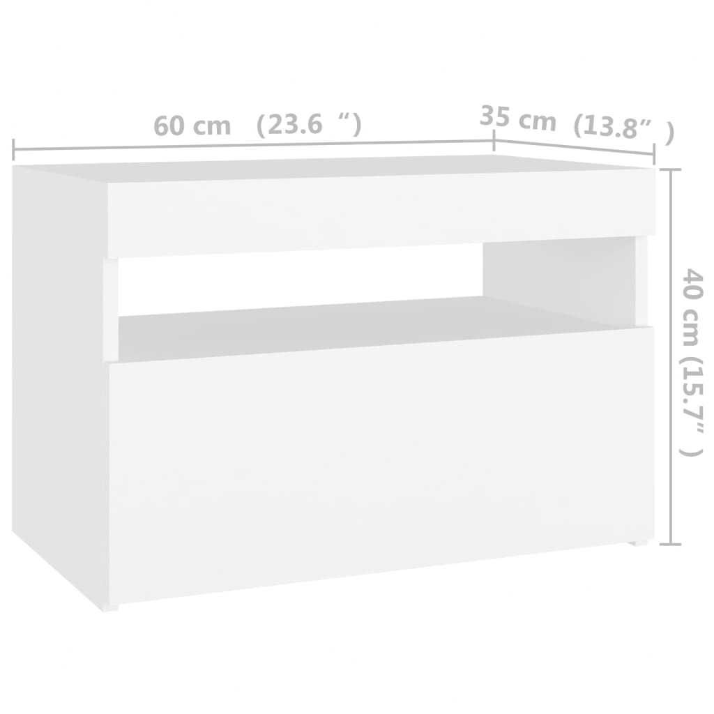 Set 2 Noptiere dormitor cu lumini LED 60x35x40cm Alb REDUCERI