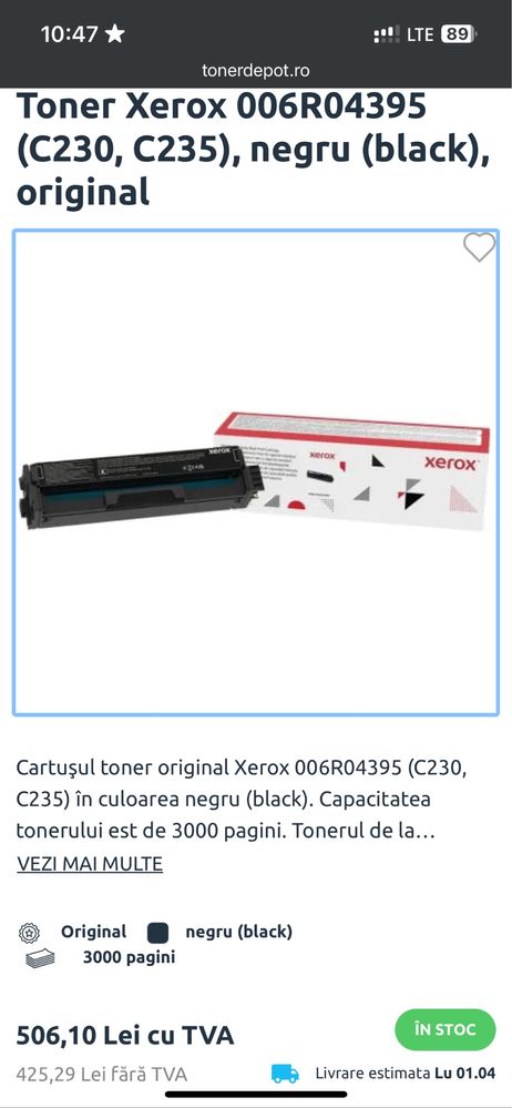 Toner Xerox 006R04395