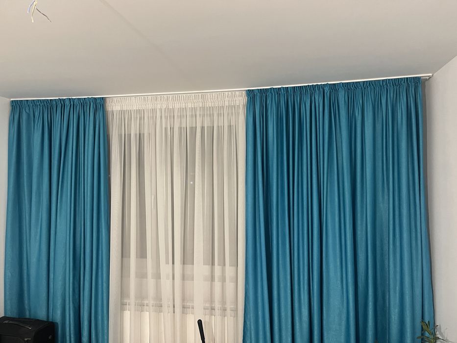 Set draperii catifea turcoaz/albastru