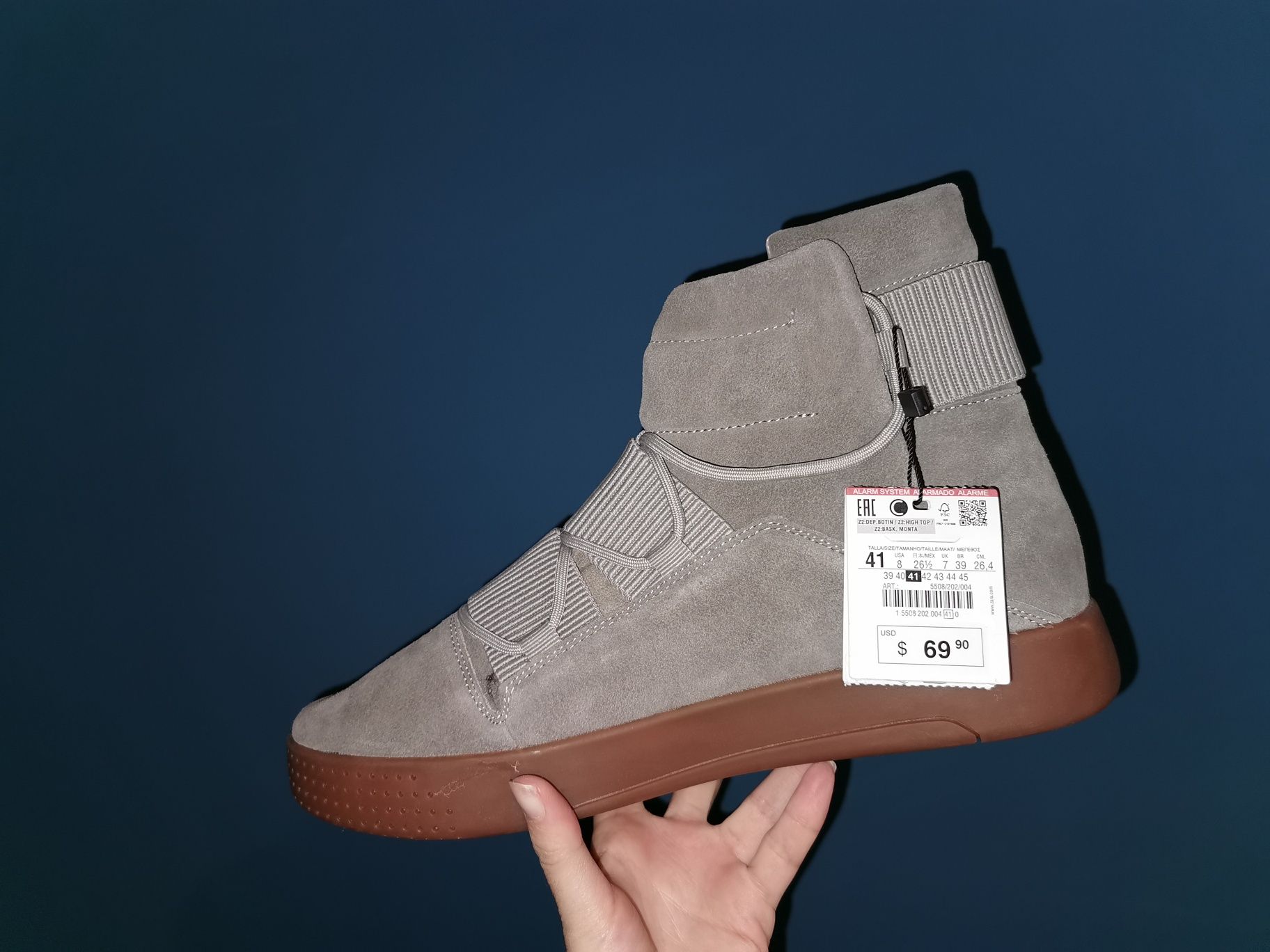 Adidasi/ Sneakers/tip gheata, Zara Gri /piele întoarsă