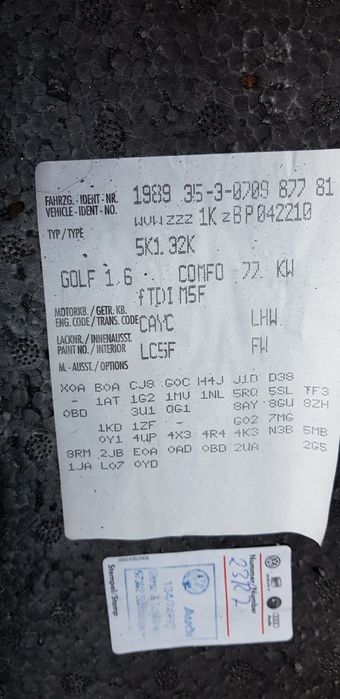 Dezmembrez vand piese Vw Golf 6 , CAY , 1.6 diesel