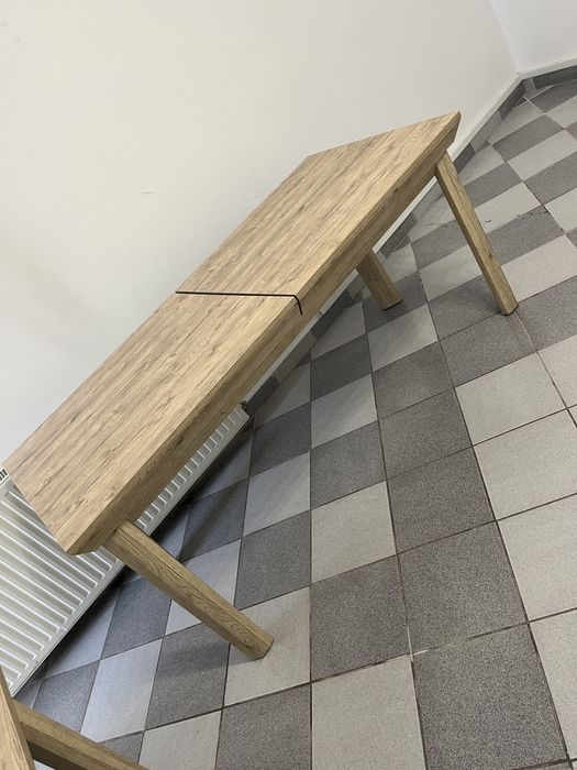 Masa extensibila din lemn, bej, 2 bucati