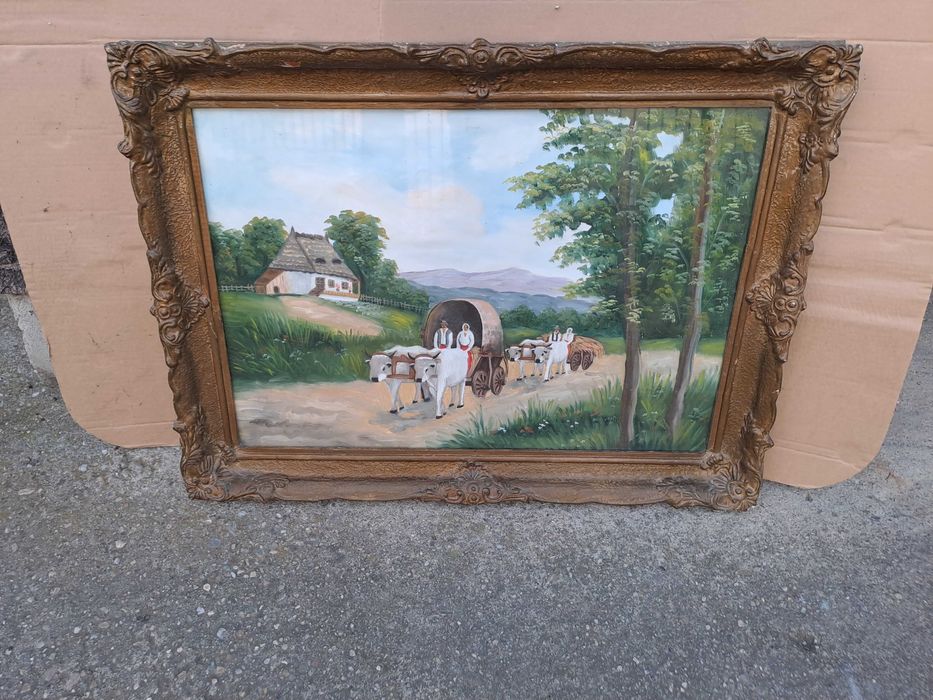 tablou vechi pictura pe lemn 82/62 cm reproducere I Dobosariu