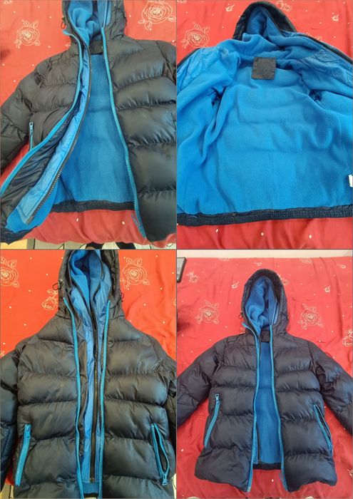 Geacă copii albastră-neagră, cu polar pe interior, foarte călduroasă,