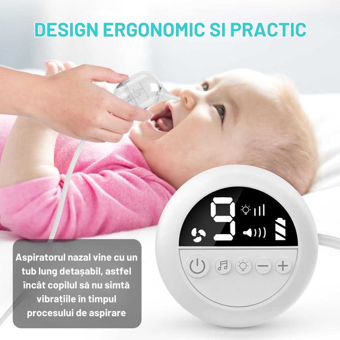 Aspirator nazal electric pentru bebelusi si copii,9 niveluri aspiratie