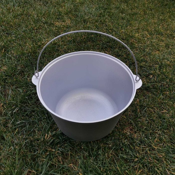 Ceaun aluminiu alimentar cu capac 15 litri fund plat dublu stratificat