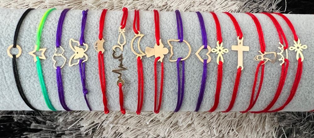 Bratari cu snur si bilute/pandantive aur 14k