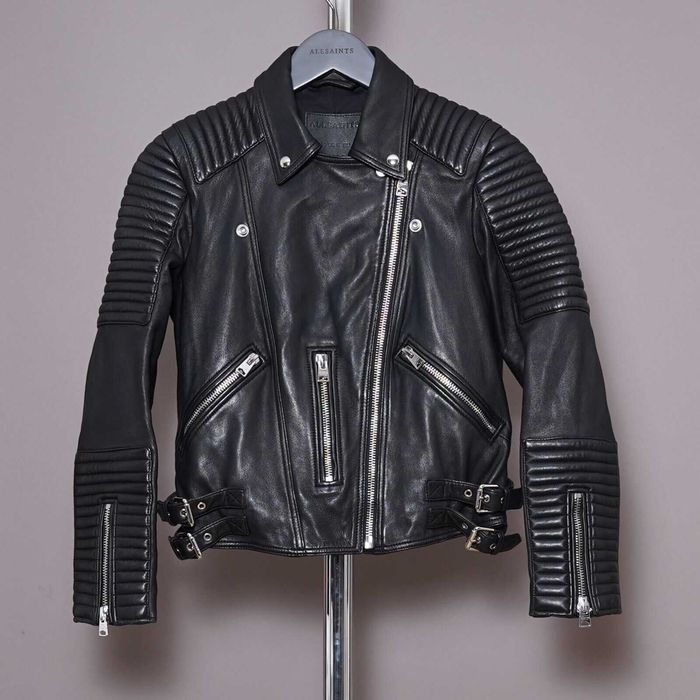 AllSaints Estella Дамско Кожено яке Агнешка Кожа Черно Small UK 8