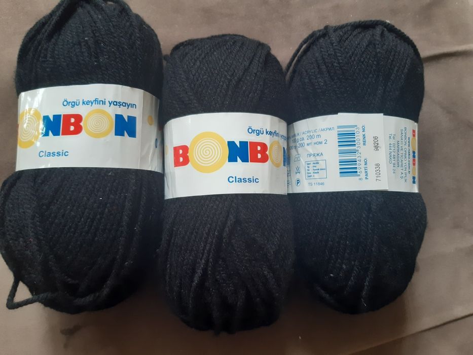 Прежда Nako Bonbon черна акрил