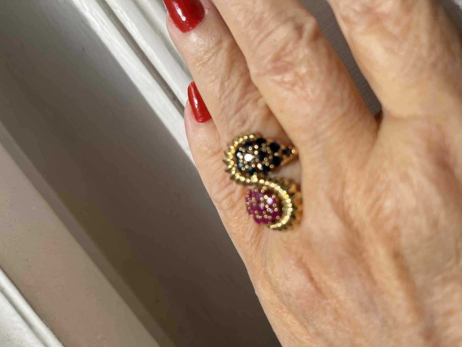 Inel aur 18k cu safire si rubine naturale, 6.10g