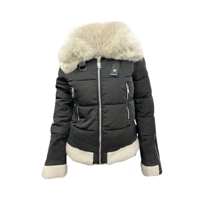 ПРОМО!ТОП последни L и XL р-р! Модерно яке с пухена яка,модерно палто