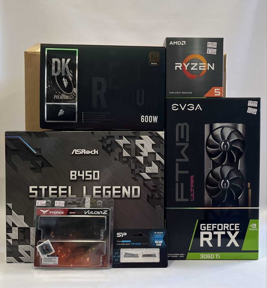Геймърски компютър AMD Ryzen 5 5500, RTX 3060 Ti 8GB, 16GB ram