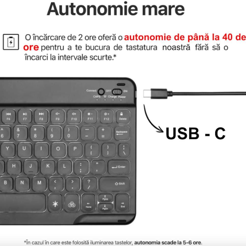 Husa cu Tastatura compatibila Apple iPad Air 4 2020/Air 5 2022, 10.9"