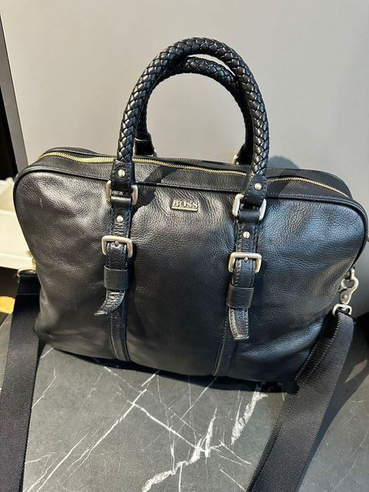 Geanta din piele de vițel Hugo Boss