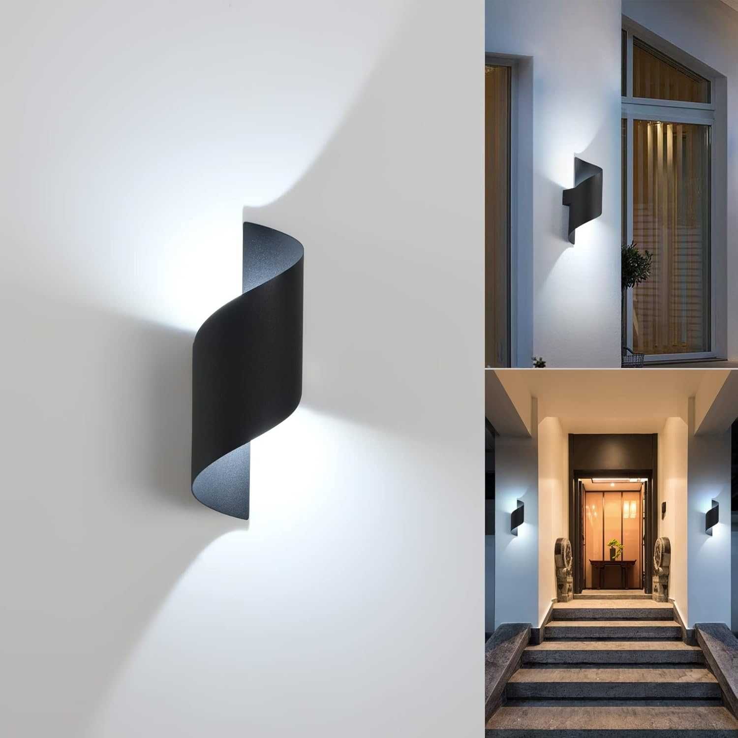 Set 2 lămpi LED moderne IP65 10W, perete grădină/balcon / interior