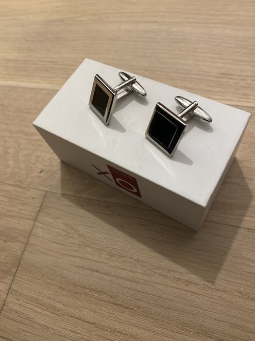 Butoni argintiu cu negru ox gemelos