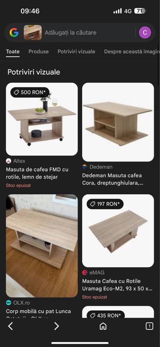 Masuta cafea cu rotile