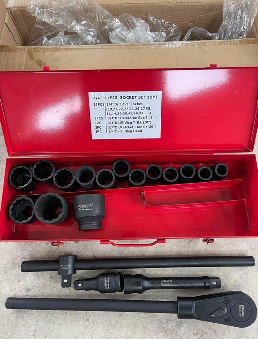 Ударно камионджийско гедоре 3/4" 12-стенно и 6-стенно 21части