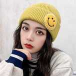 Вязаная шапка smile корейском стиле. Цвета: жёлтый,  пудровый Астана