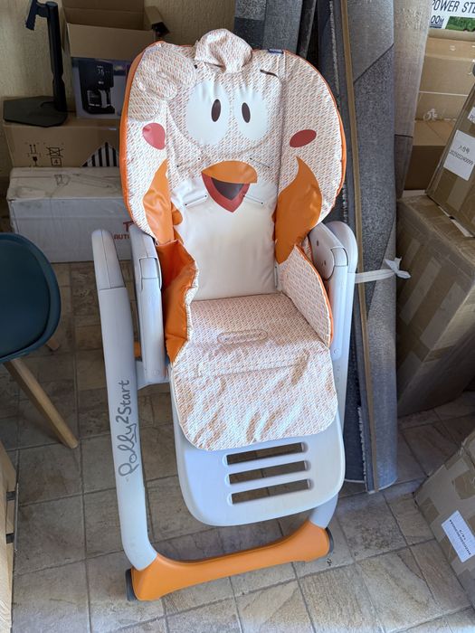 Scaun de masa Chicco Polly 2 Start Fancy Chicken, Portocaliu