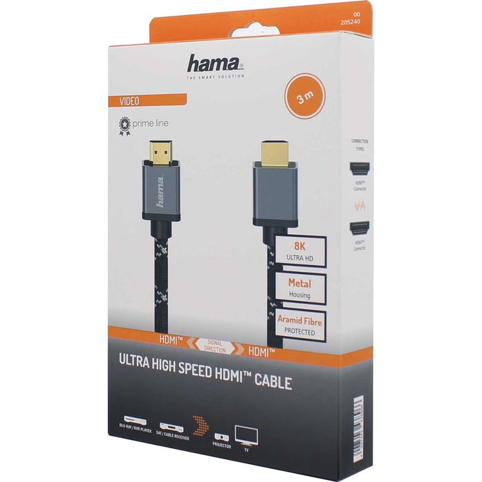Cablu HDMI HAMA 8K HDR 205240 3m placat aur negru-gri Nou Sigilat