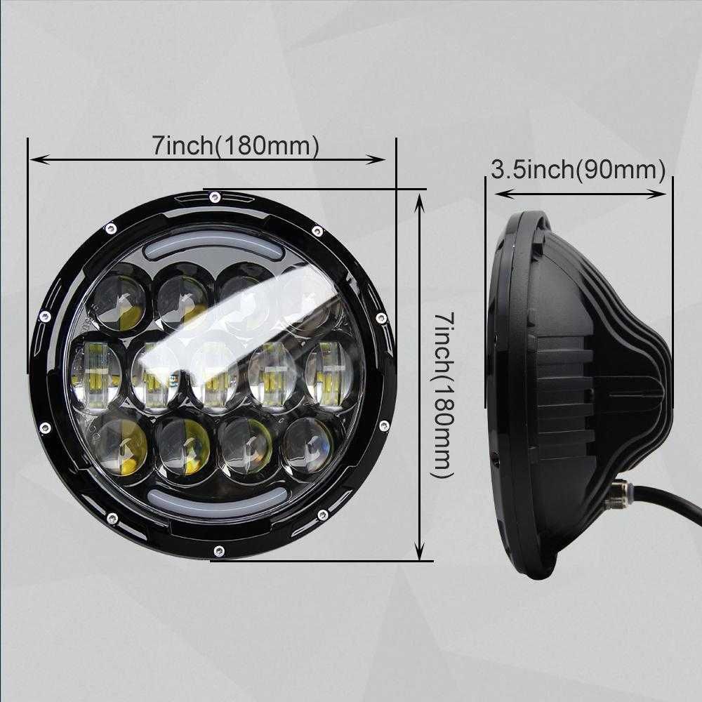 Комплект Кръгли LED фарове 7" 70W H4 - къси, дълги, дневни и мигач