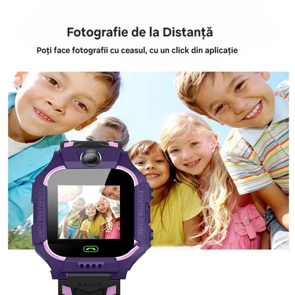 Smartwatch copii cu SIM. Localizare/SOS. Apel/Mesaje audio. Foto. Mov