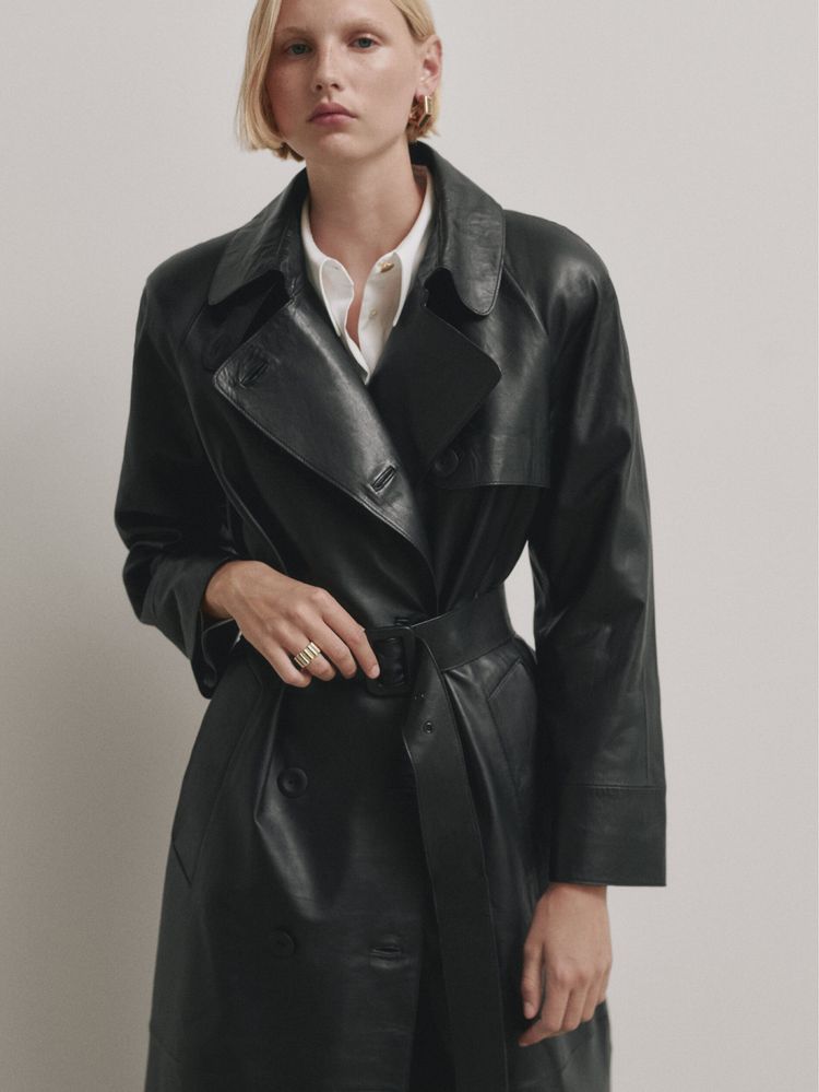 Trench Massimo Dutti Studio, din piele