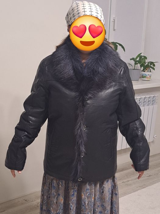 Кожанная мужская дубленка