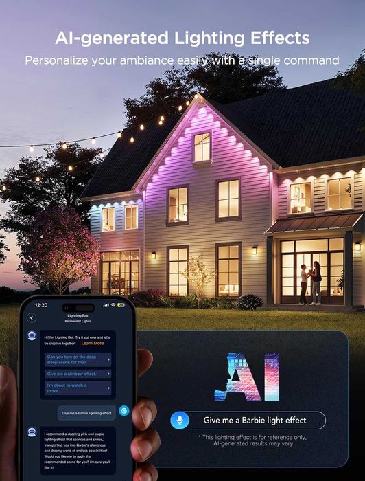 Перманентни външни осветителни тела Govee 2, 30 м RGBIC, 72 LED, IP67